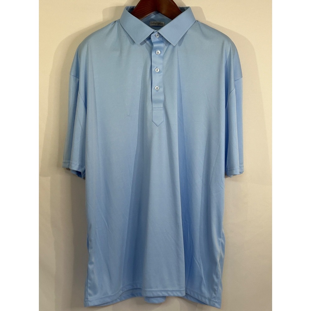 Collars & Co Dress Collar Polo Shirt Mens Sz 3XL Solid Blue Performance Stretch
